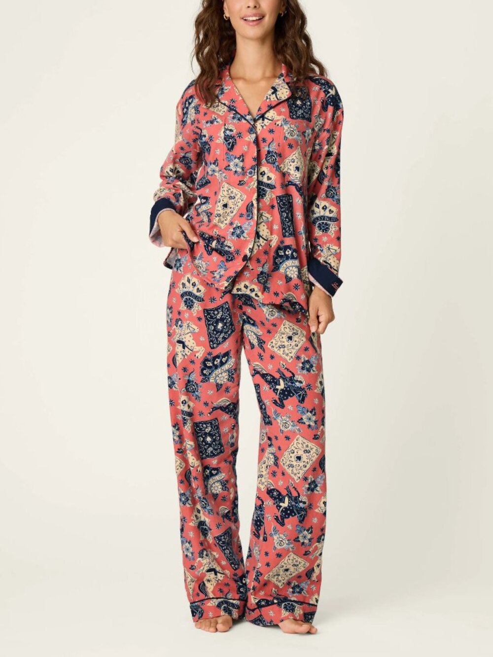 PJ Salvage Lucky in Love Western Long Sleeve Flannel PJ Set